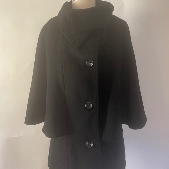 Calvin Klein Wool Pea Coat with Cape - Size 12 - Picture 5 of 8